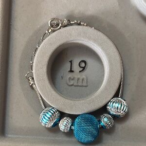 Handmade Elegant Silver and Blue Beaded Bracelet